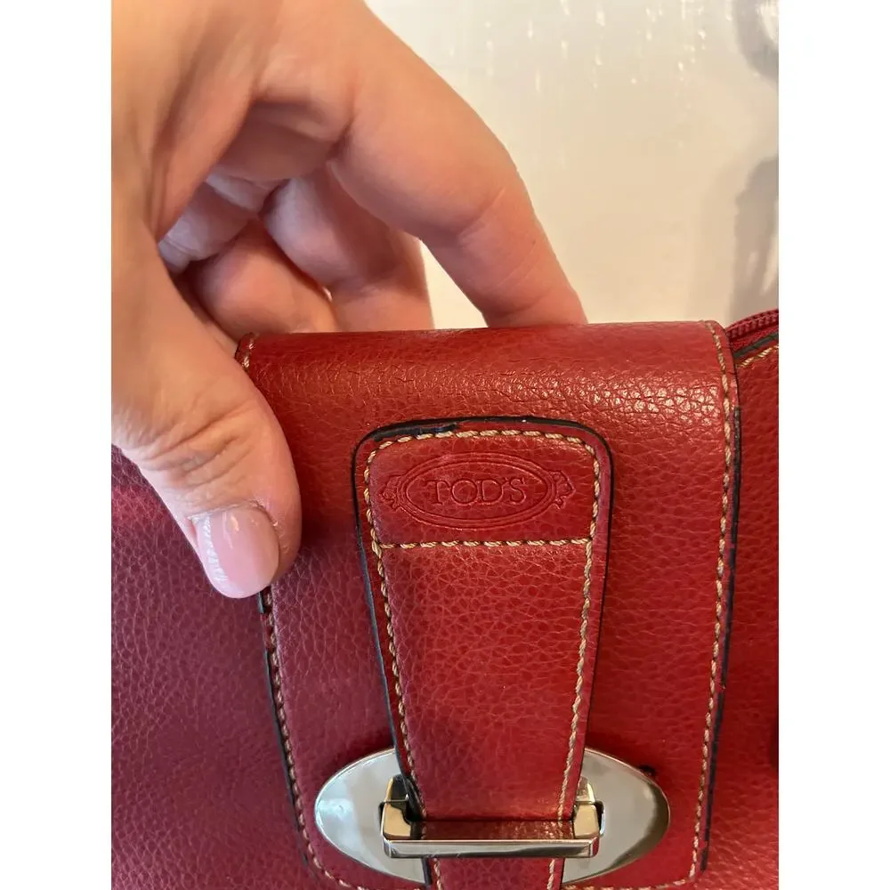 Tod's Vintage Micky Hobo Shoulder Leather Red Hobo Bag